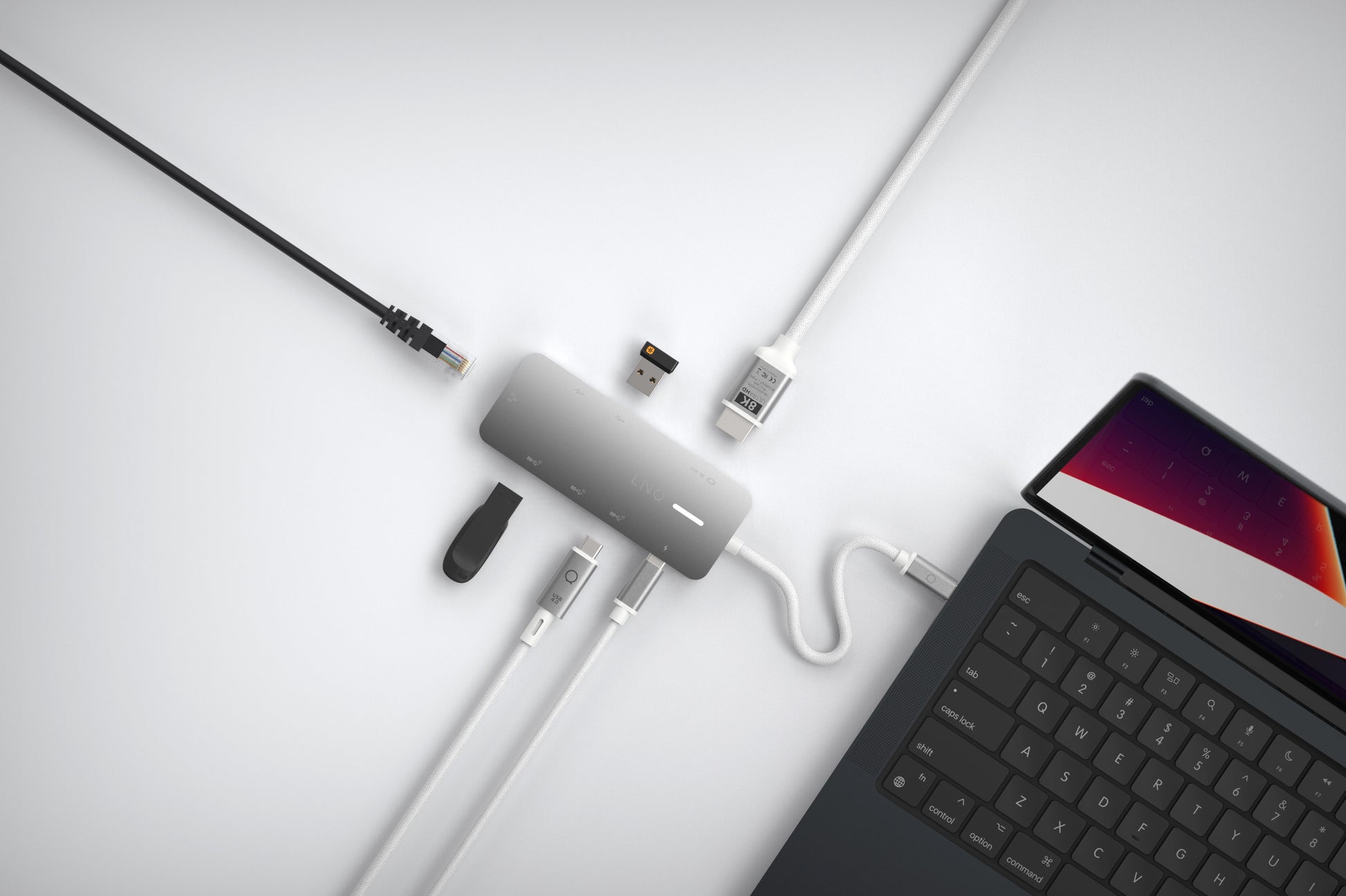 LINQ ProConnect 8in1 Dockingstation – USB-C, 1× HDMI, 1× USB-A, 3× USB-C, 140 W PD, 2,5GbE, für Windows/Mac