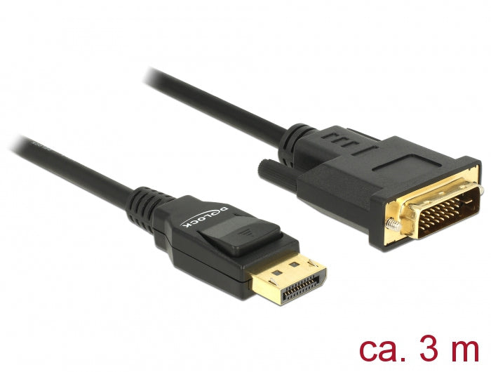 Delock DisplayPort auf DVI-D Kabel DP 1.2 – 4K 60 Hz – 3 m
