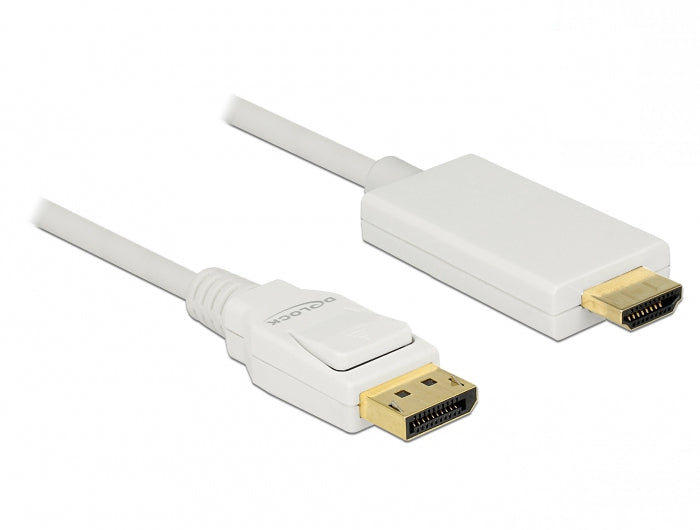 DeLOCK DisplayPort auf HDMI Kabel DP 1.2 4K 60 Hz – 1 m – Weiss