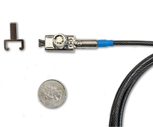 DELL Kabelschloss für Laptop – 1,82 m Kabel, Ø 4 mm, 2 Schlüssel, Edelstahl – Schwarz/Silber