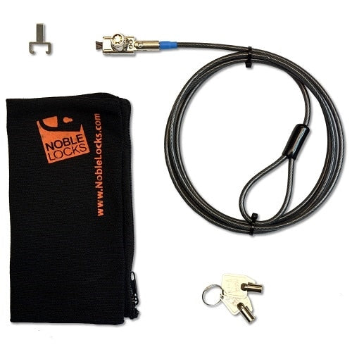 DELL Kabelschloss für Laptop – 1,82 m Kabel, Ø 4 mm, 2 Schlüssel, Edelstahl – Schwarz/Silber