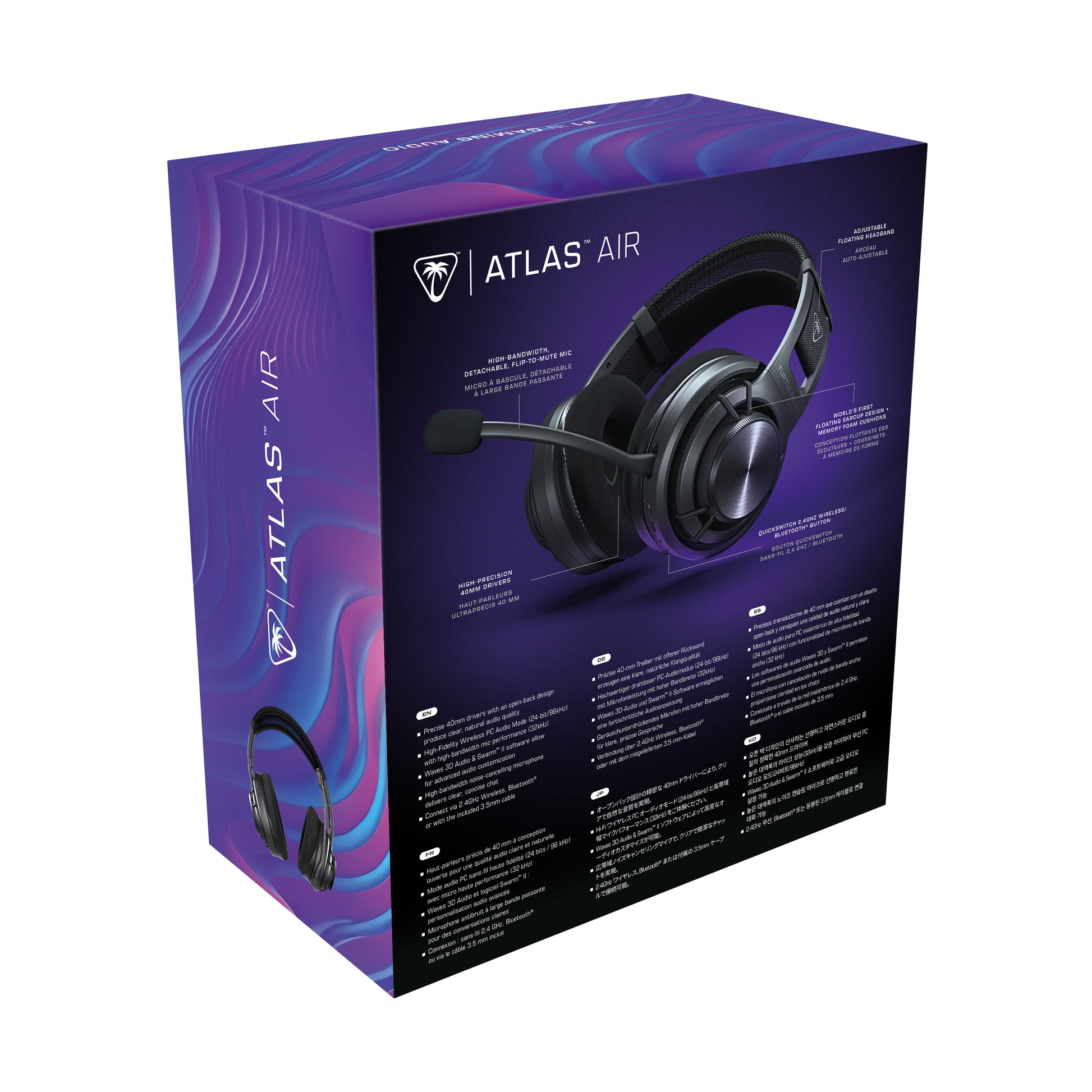 Turtle Beach Atlas Air TBS510105 – Gaming-Headset, Over-Ear – 2,4 GHz + Bluetooth, offen – schwarz – bis 50 h