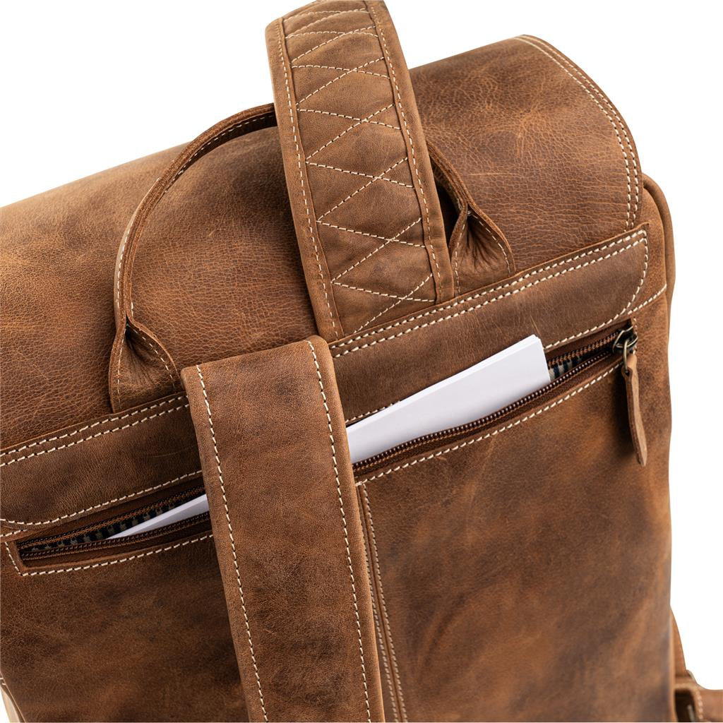 Dörr Kamerarucksack Kapstadt – 170 × 430 × 320 mm, 20 l – Herausnehmbares Kamerafach – Leder, Cognac