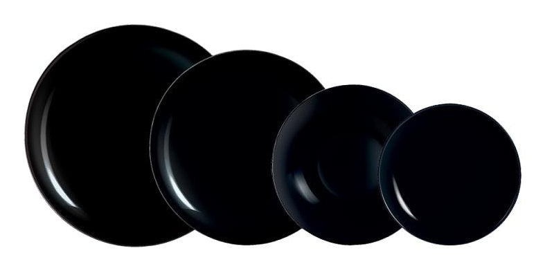 Arcoroc Suppen- & Pastateller Evolution – 6er Set, Ø 28,5 cm, Glas, Schwarz, spülmaschinenfest