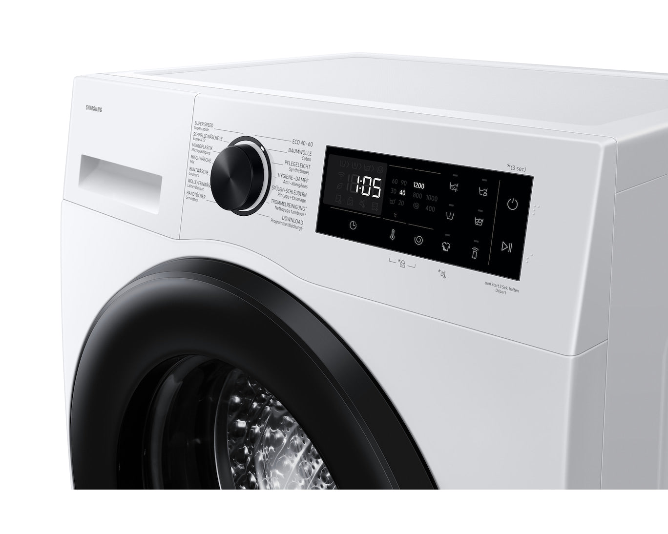 Samsung Waschmaschine WW5100 Slim – 60 × 85 × 47 cm, weiss, 8 kg, 1200 U/min, wifi-gesteuert