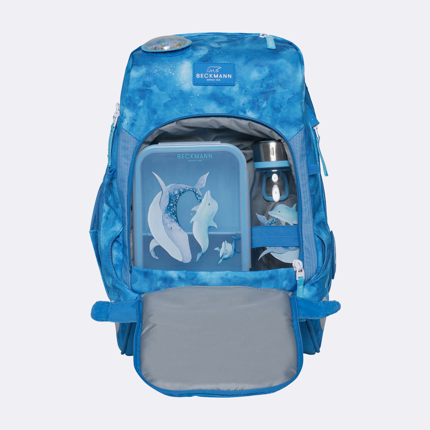 Beckmann Schulrucksack Active Air Flx – 6-teilig – Ocean – Recycelte Materialien – B 26,0×H 39,0×T 22,0 cm