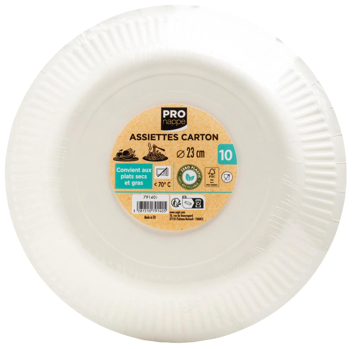 PRONAPPE Teller, Papier/Karton, Rund – Ø 23 cm, Mehrfarbig – FSC – 10 Stk.