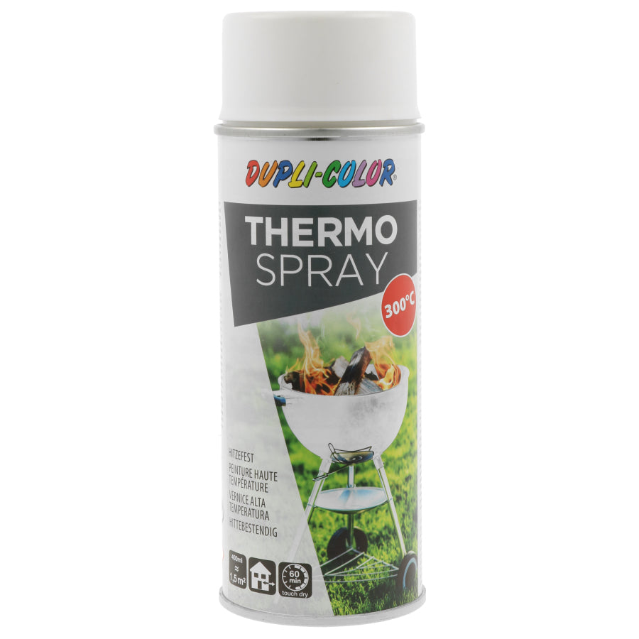 Dupli-Color Thermo Farbspray, hitzebeständig bis 500 °C – Weiss, matt – 400 ml – für Metall