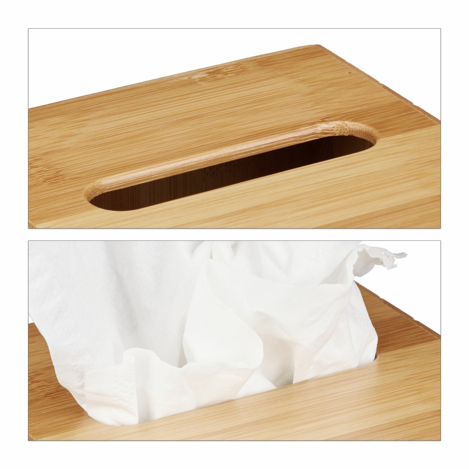 Relaxdays Kosmetiktuchbox – freistehend, Holz, Beige