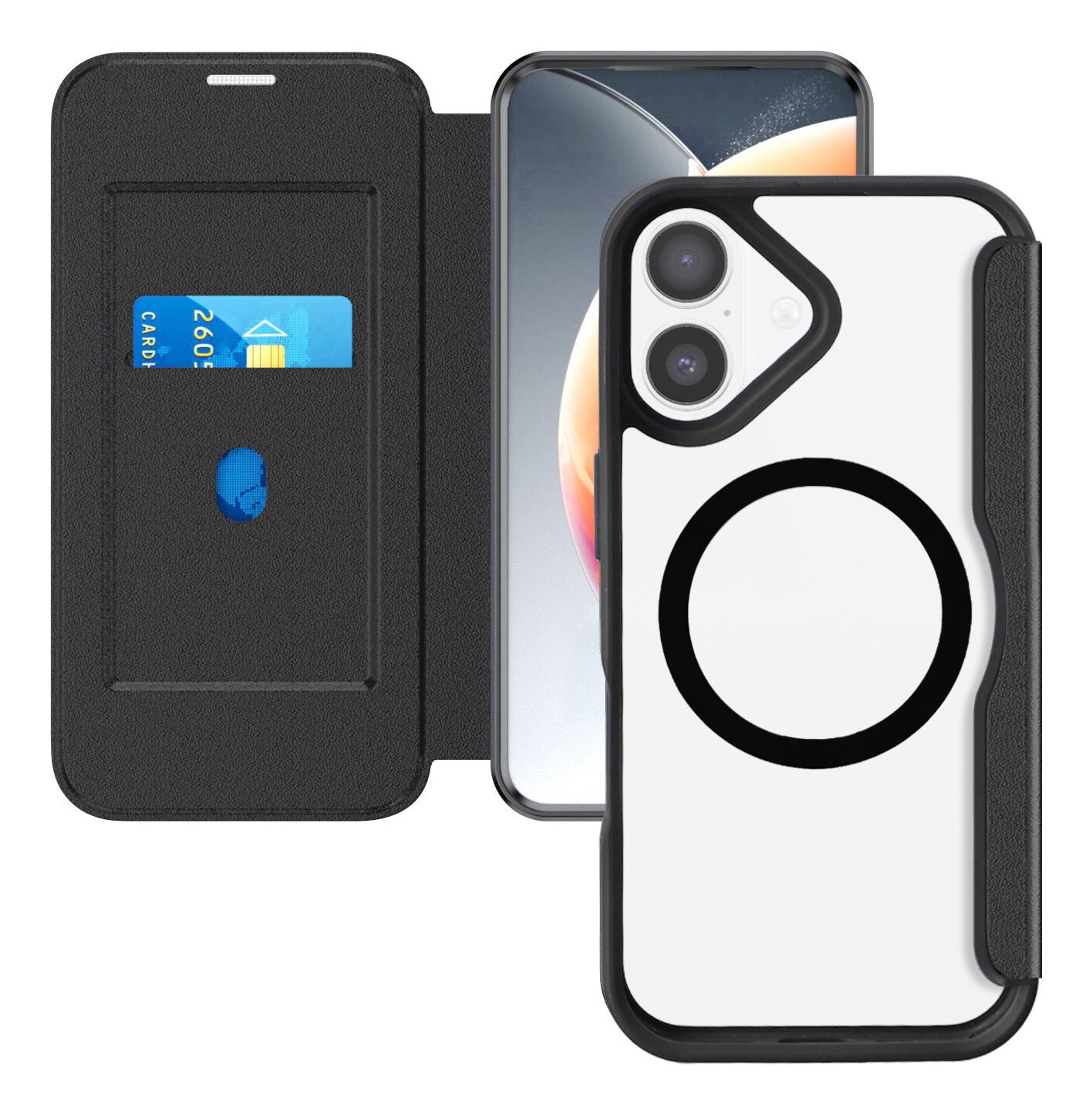 4smarts Urban Pro Folio – für Apple iPhone 17, MagSafe, mit Kartenfach, PU, Schwarz