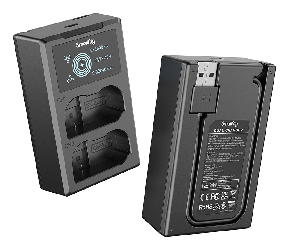 SmallRig 3820B Akkuladegerät/Ladecase – 2040 mAh Lithium-Ion – für Nikon EN-EL15 (D500, D600, D610 u. a.)