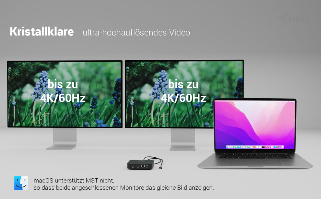 i-tec Dockingstation – USB-C, 2× HDMI, 4× USB-A, 100 W PD, GbE, 3,5 mm Audio, für Windows/Mac/ChromeOS