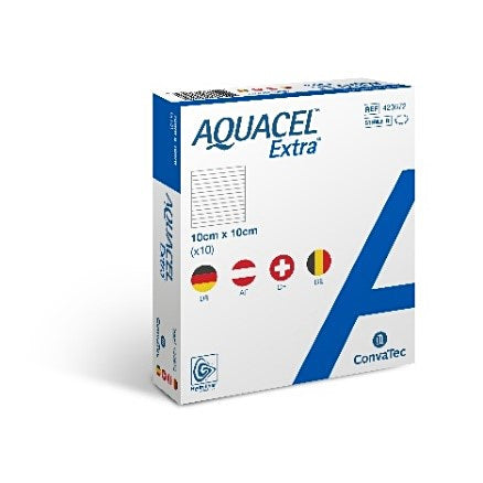 Convatec Aquacel Extra Kompresse – 100 × 100 mm, 10 Stück, steril