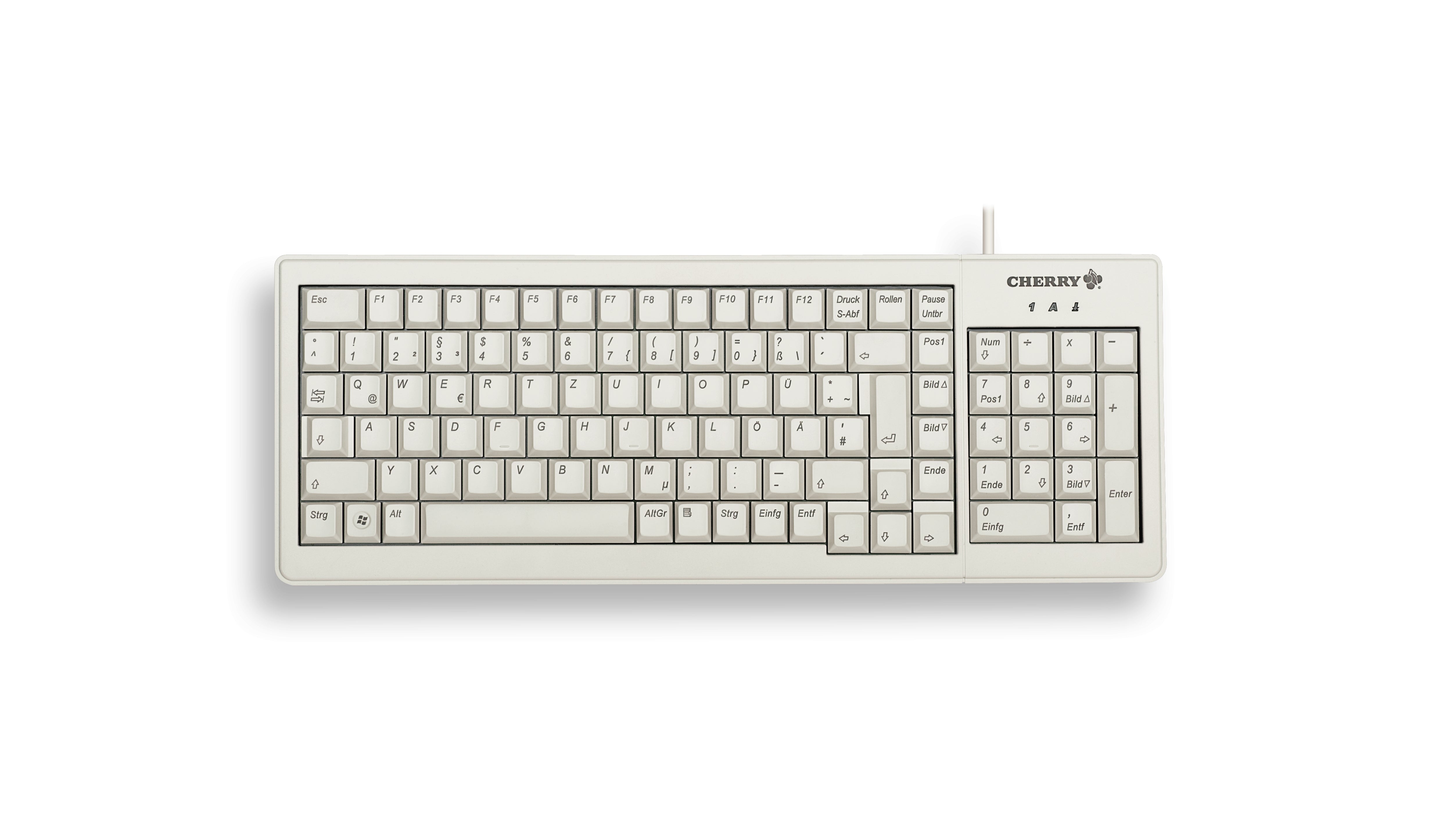 CHERRY G84-5200 – Tastatur, kabelgebunden (USB + PS/2), US-Layout (EN), Fullsize (mit Ziffernblock), mechanisch