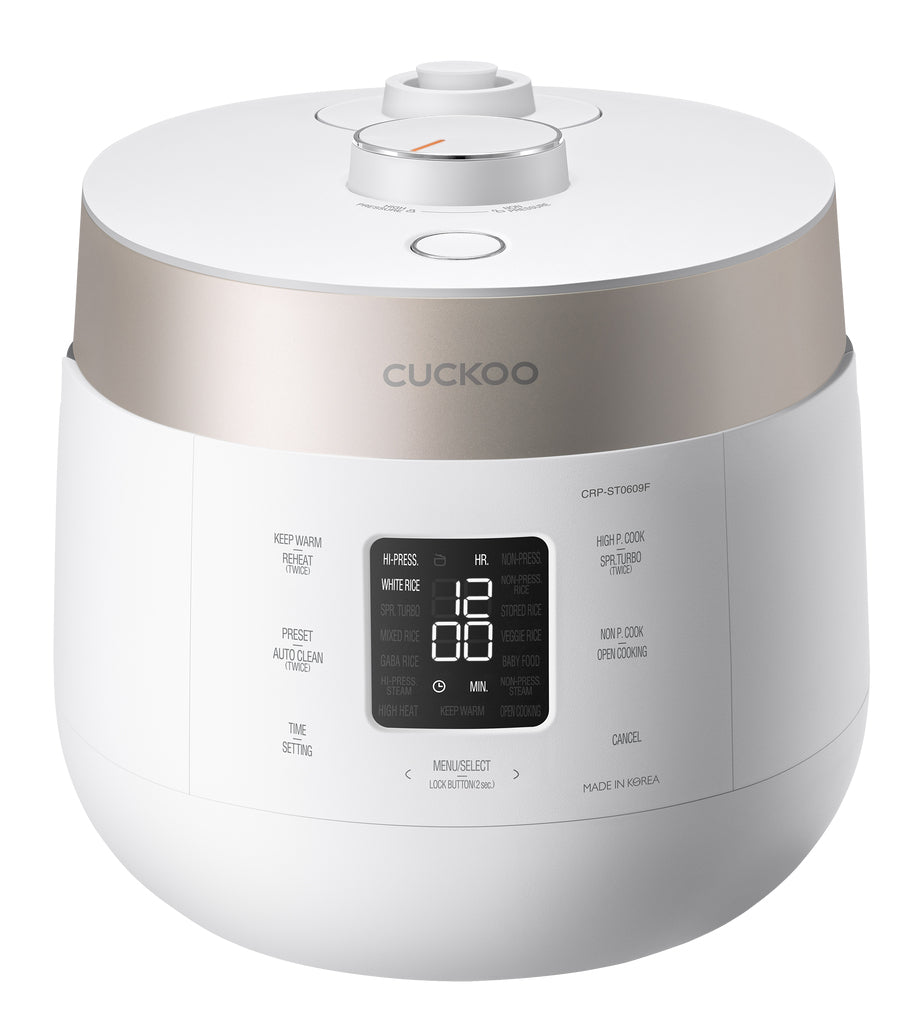 Cuckoo Reiskocher CRP-ST0609F – 1,08 l, 880 W, Warmhaltefunktion – Champagner/Weiss