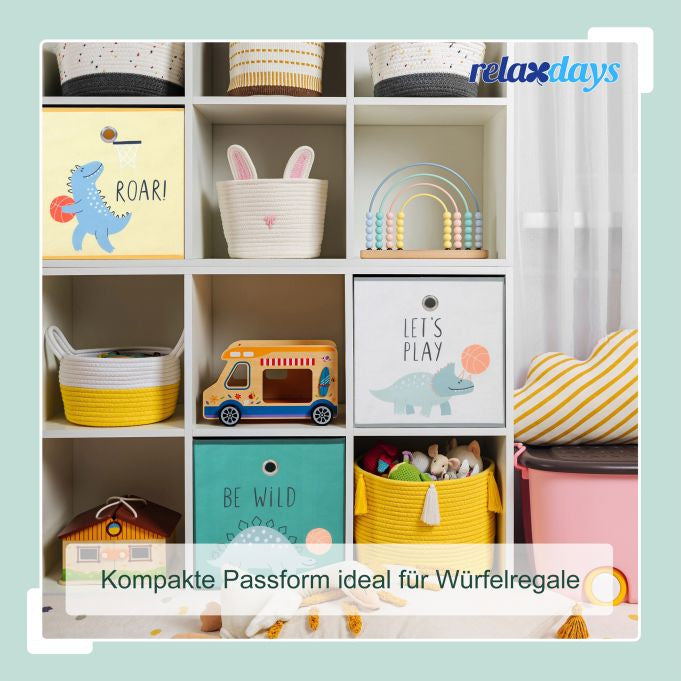 Relaxdays Aufbewahrungsbox ohne Deckel – mehrfarbig (Grau, Gelb, Grün) – 330 × 330 × 330 mm – 3-teiliges Set