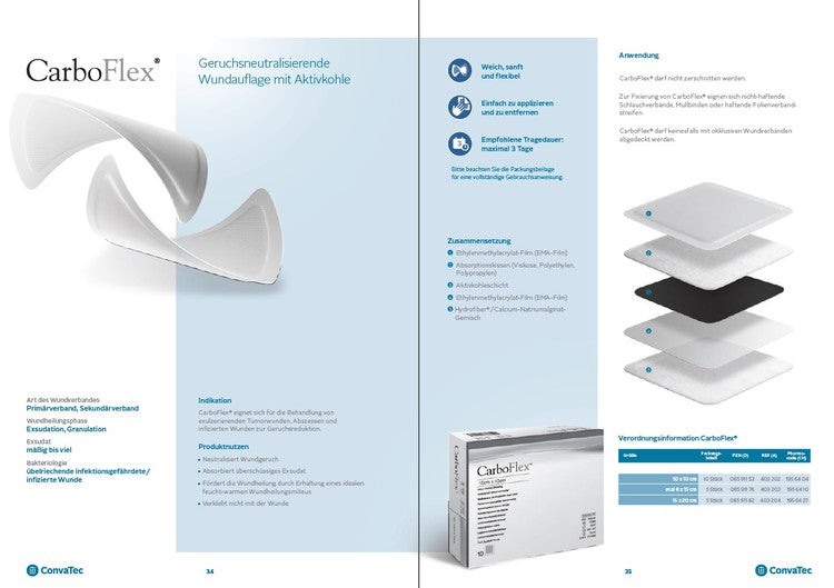 Convatec Kompressen CarboFlex, steril – 100 × 100 mm, 10 Stück