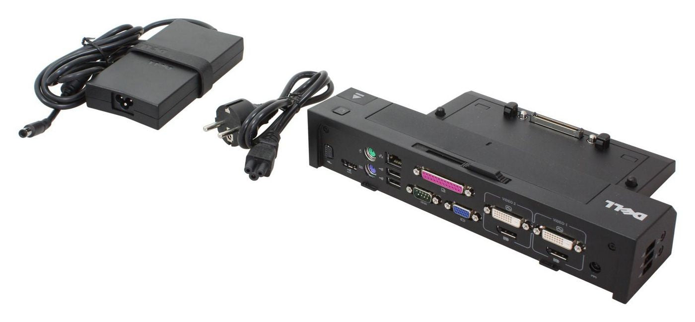 DELL E-Port Replikator Advanced Dockingstation – E-Port, 1× VGA, DVI, S-Video, 4× USB-A