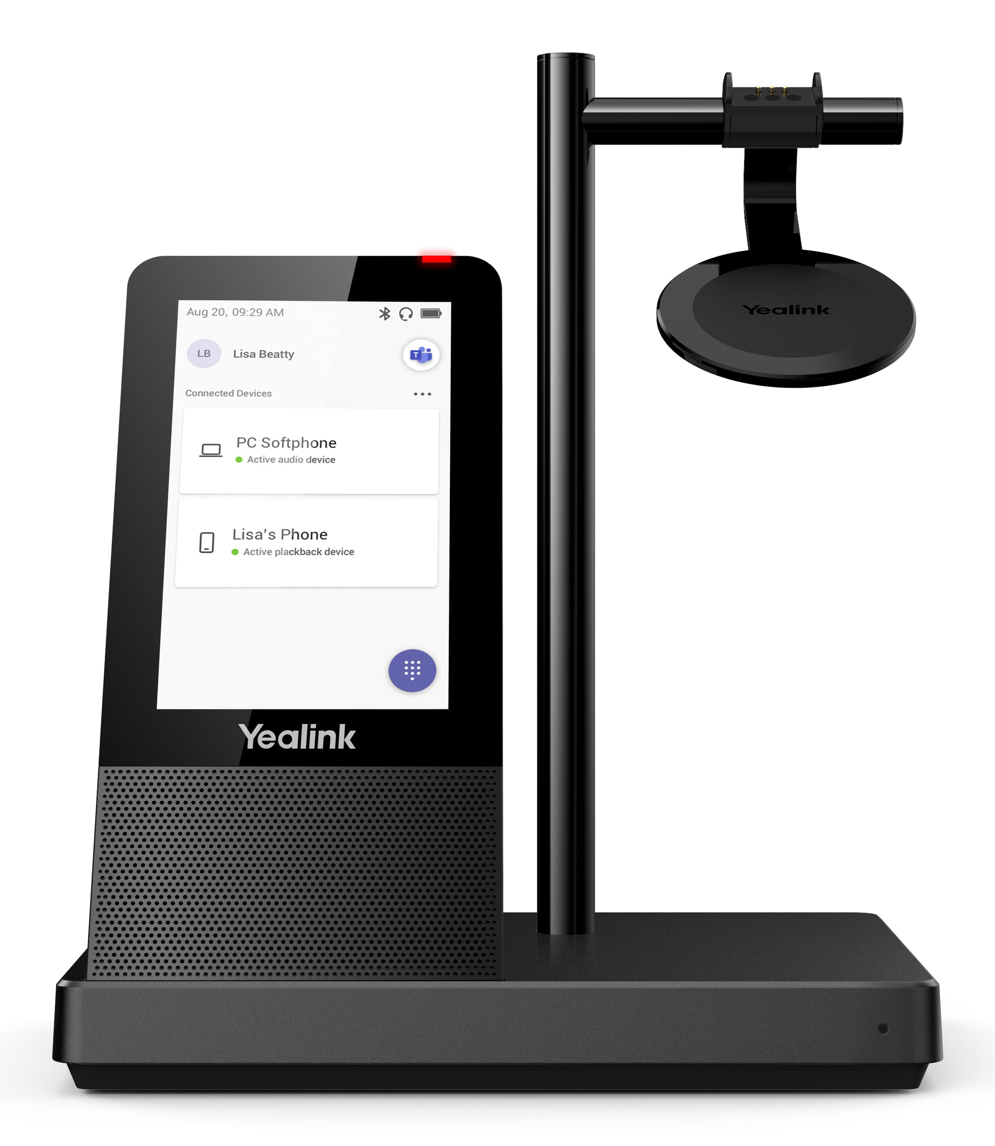 Yealink WH66 Office-Headset – On-Ear, Stereo, BT, mit Ladestation, Qi-Laden, Schwarz, BT 4.2