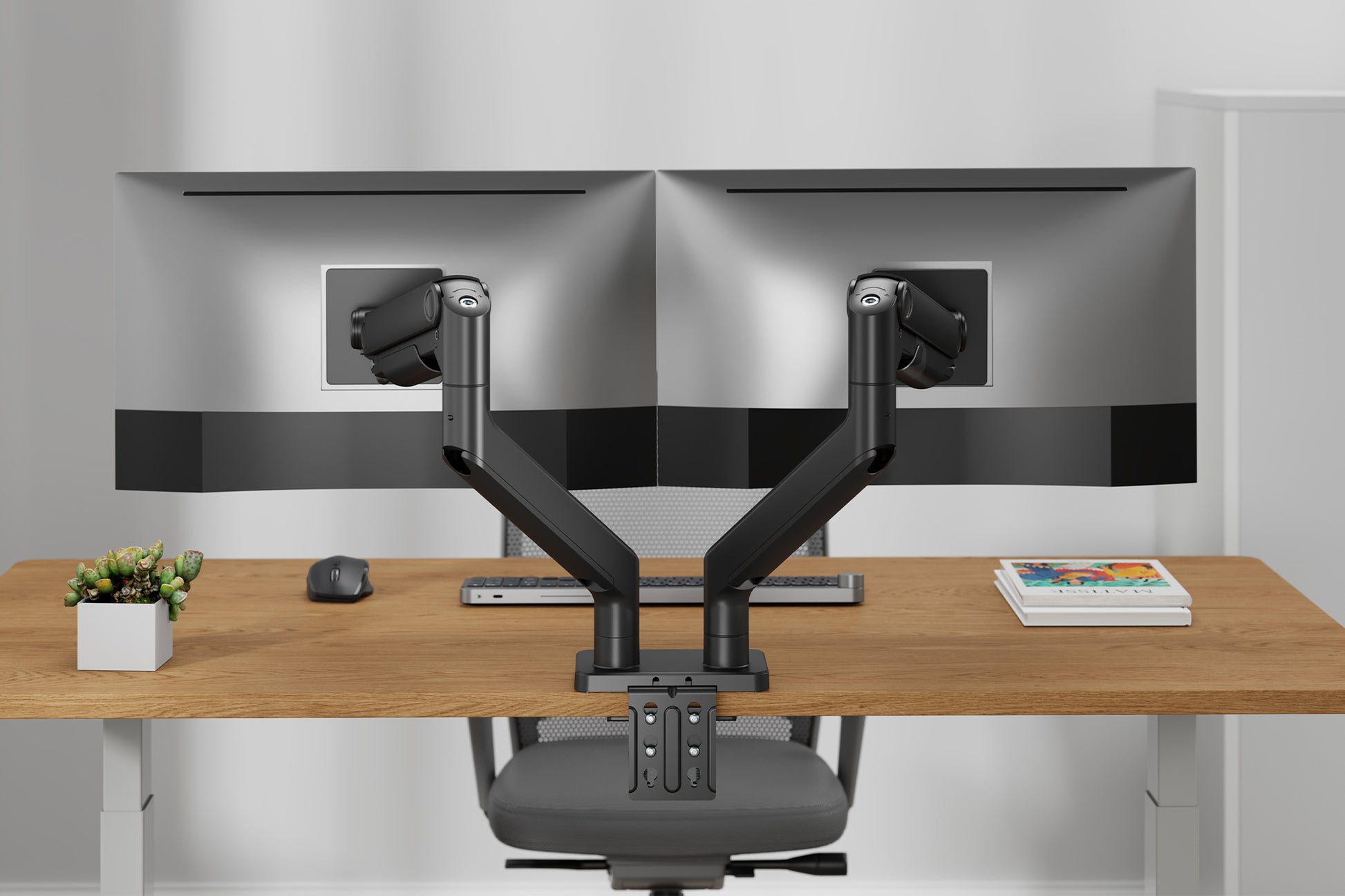 Digitus Monitorarm, Dual, Tischklemme, bis 45", VESA 75 × 75/100 × 100 mm, 20 kg, neigbar, schwarz