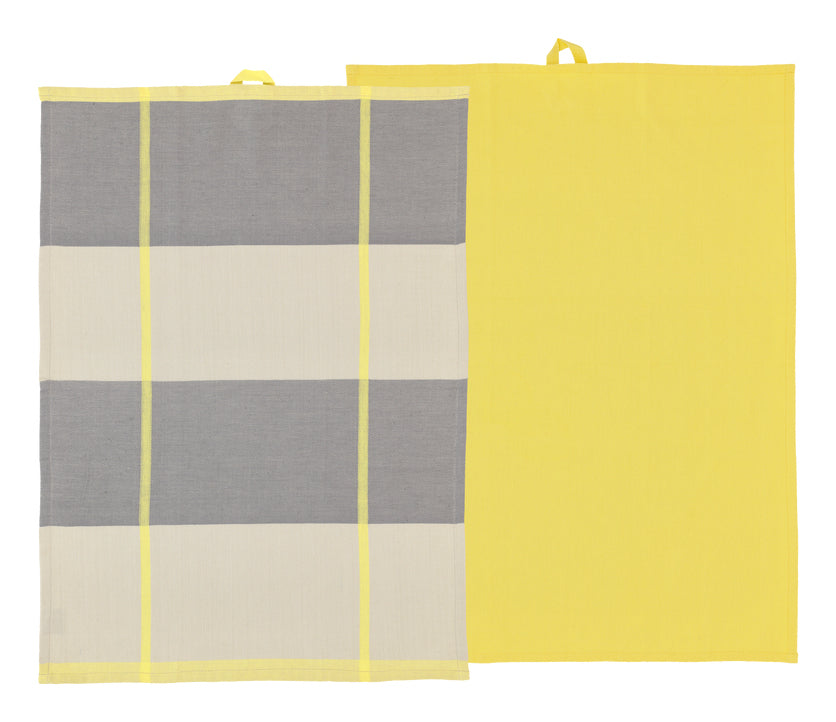Södahl Geschirrtuch Blocks – 50 × 70 cm, Gelb, Baumwolle, 2er-Set, OEKO-TEX