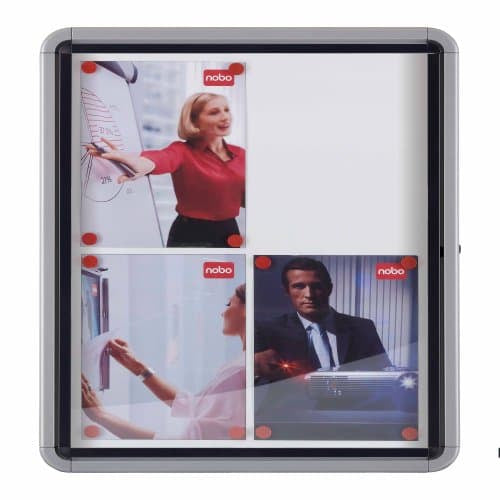 Nobo Schaukasten, 4 × A4 – Aluminium, Sicherheitsglas, abschliessbar, Aussenbereich, 49,4 × 66,8 × 4,3 cm