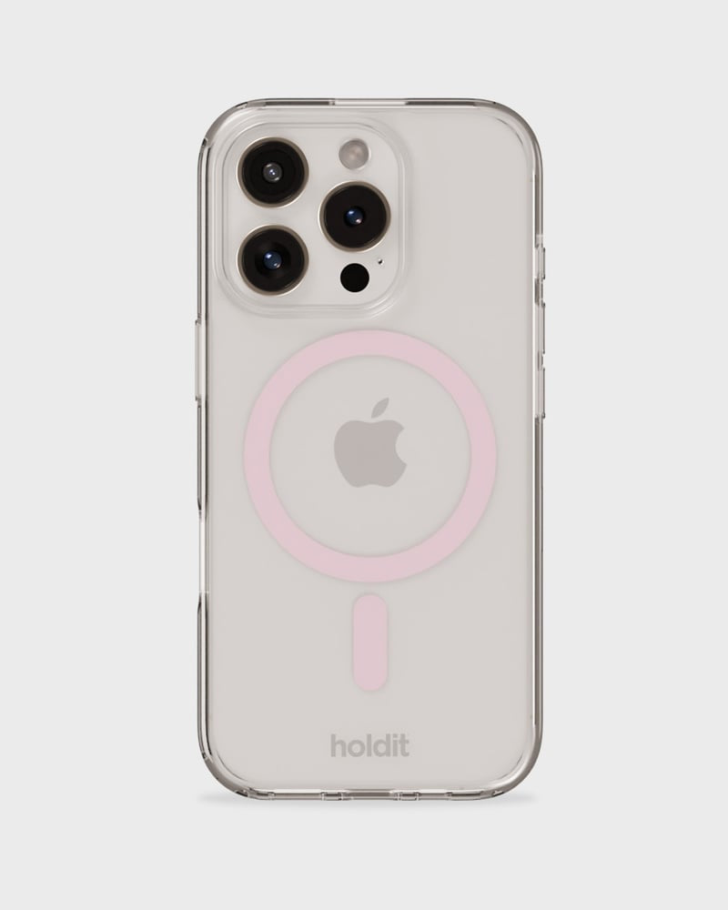 Holdit – Backcover – für Apple iPhone 16 Pro – pink/transparent – MagSafe-kompatibel, mit Kartenfach
