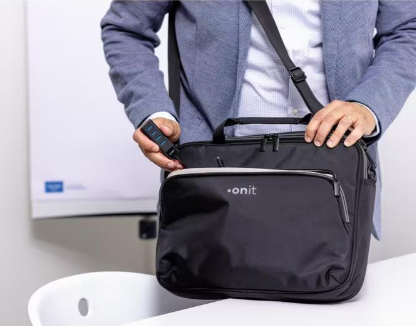 ONIT Notebook-Tasche für bis zu 14,1" – Trolley-Band, 600D rPET – Schwarz