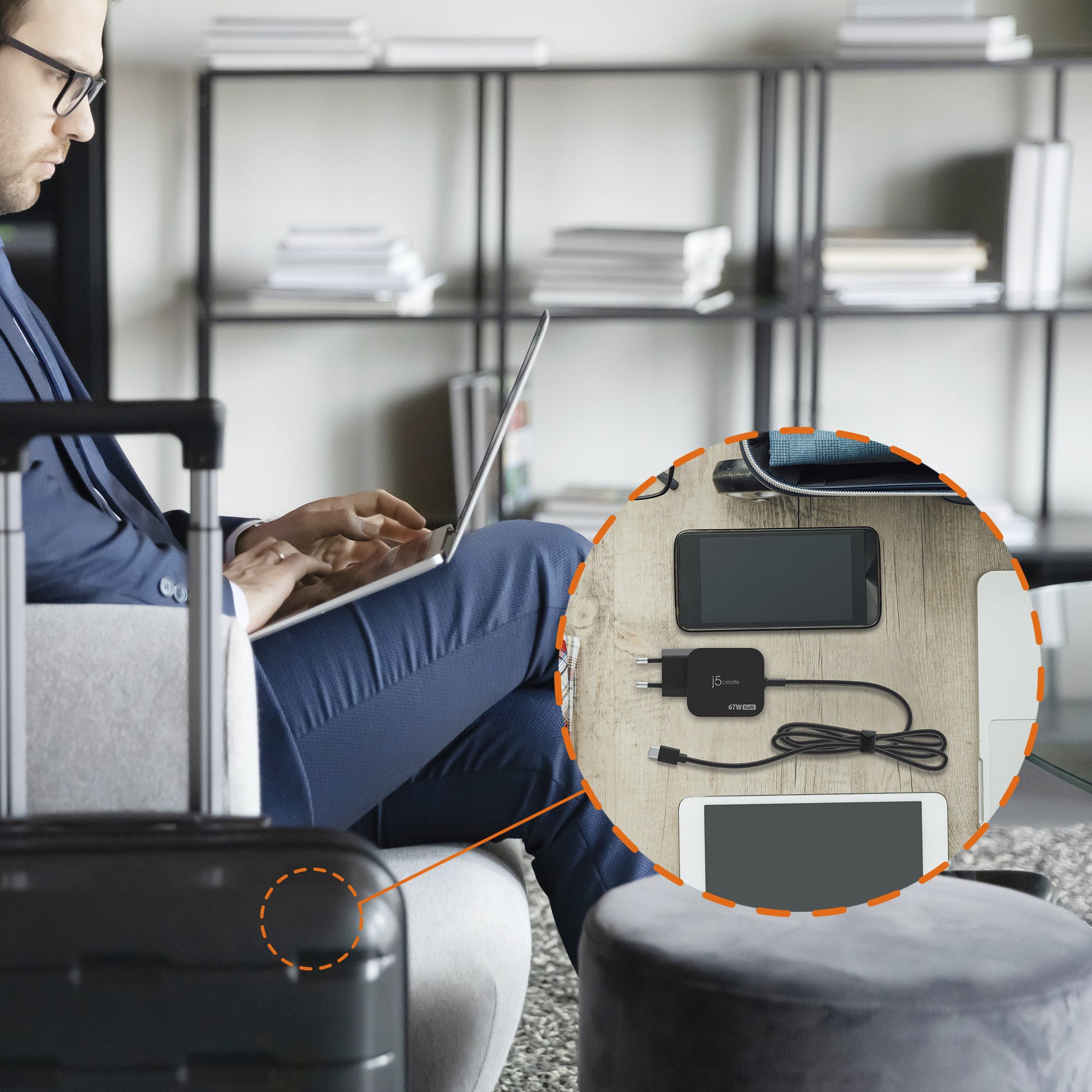 j5create Ladegerät – 67 W, 1× USB-C, PD, GaN