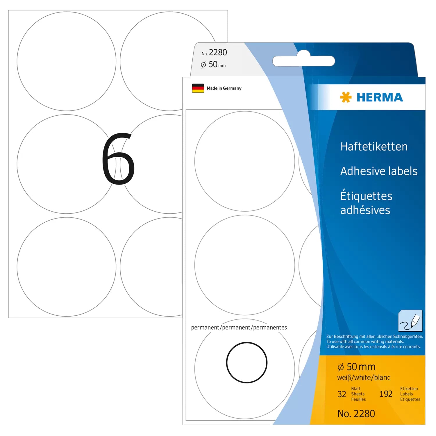 HERMA Schmucketiketten – Papier, 192 Stk, 32 Bogen, rund