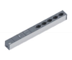Bachmann Rack-PDU ALU – 1U, 5× T13, T12, 3 m, mit Überspannungsschutz, schwarz/silber