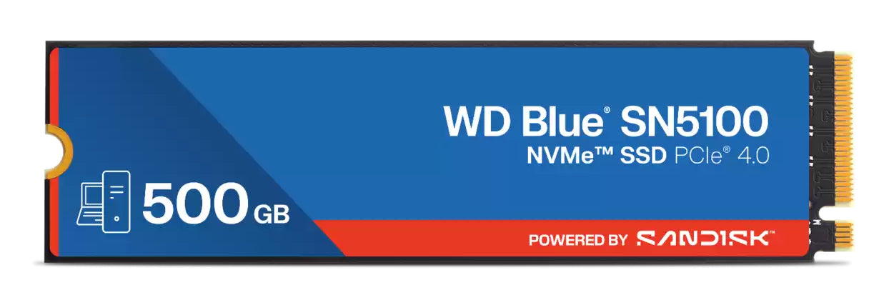 Western Digital WD Blue SN5100 – 500 GB M.2 2280 NVMe PCIe 4.0, 6600 MB/s lesen, QLC 3D NAND, für PC/Laptop