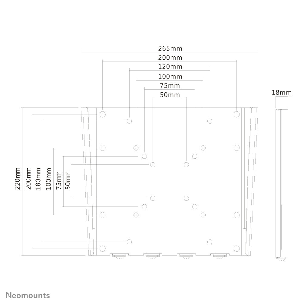 Neomounts FPMA-W110 – Wandhalterung, fix, für 35", VESA 200×200, bis 35 kg, silber