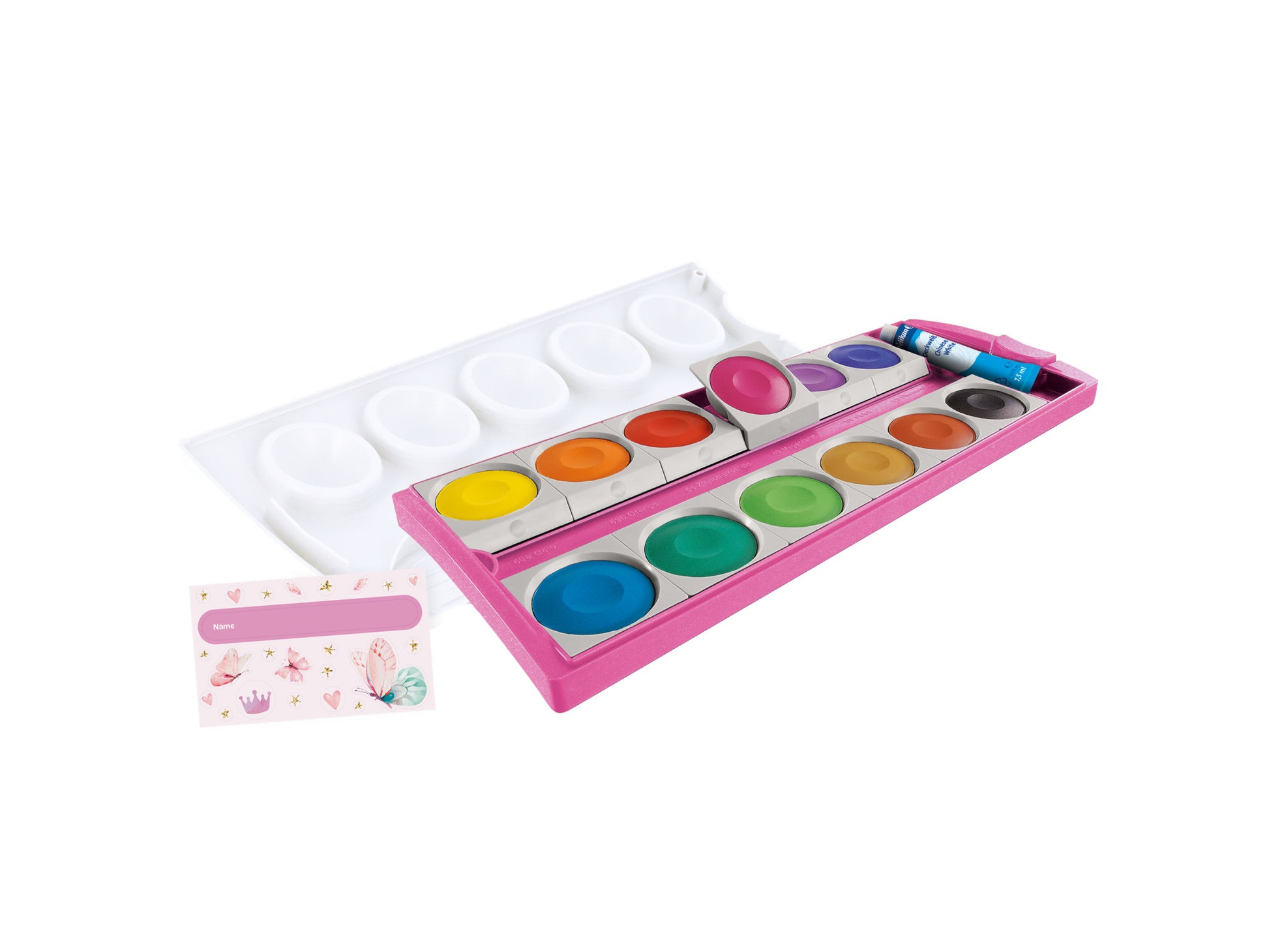 Pelikan K/12 Pink Deckfarbkasten – Glitzer – 12 Farben (inkl. Deckweiss)