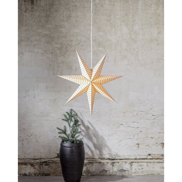 Star Trading Deckenleuchte Papierstern Cotton – 60 × 16 × 60 cm, 25 W, Warmweiss, Beige/Rot, exkl. E14