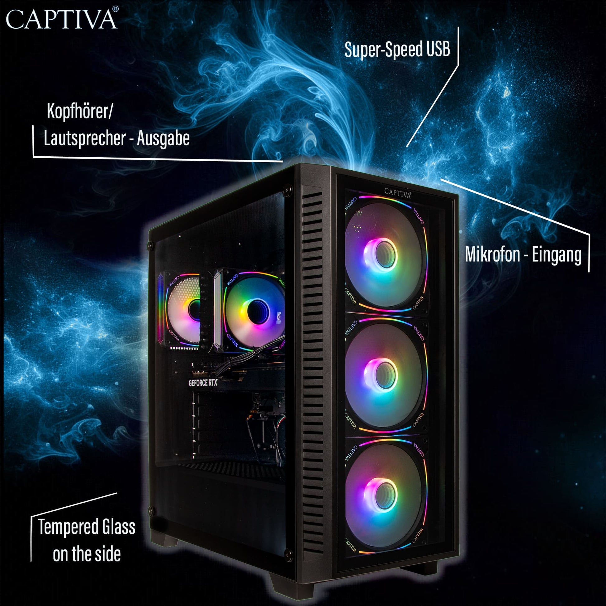 Captiva Tower – AMD Ryzen 7 9700X, 16 GB RAM, 1 TB SSD, NVIDIA GeForce RTX 5070 12 GB, Windows 11 Home