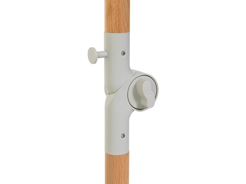 KOOR Strandschirm – rund, gestreift, Holzstange – Ø 150 cm, 180 cm hoch – rosa, weiss – Polyester