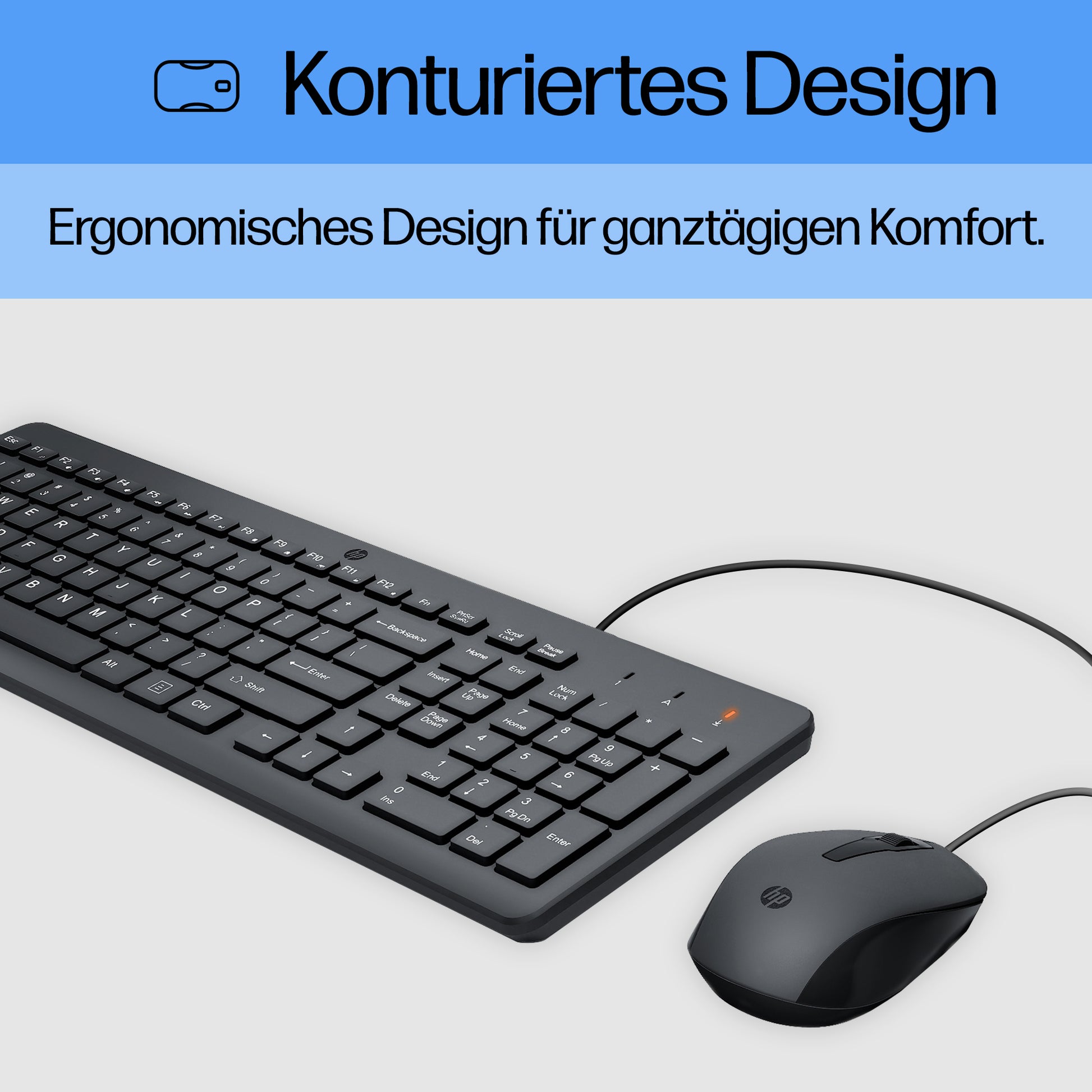 HP 150 – Tastatur-Maus-Set – Membran – kabelgebunden – USB-A – schwarz