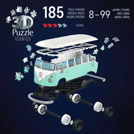 Ravensburger Iconics 3D Puzzle Volkswagen T1 – 162 Teile – 30 × 14 × 14,5 cm – ab 8 Jahren