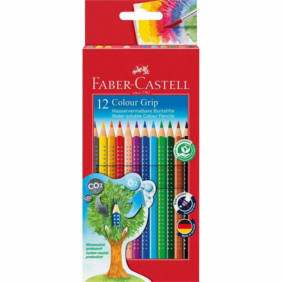 Faber-Castell Aquarellfarbstifte – 12 Farben, im Kartonetui, Ø 3 mm, dreikantig, FSC