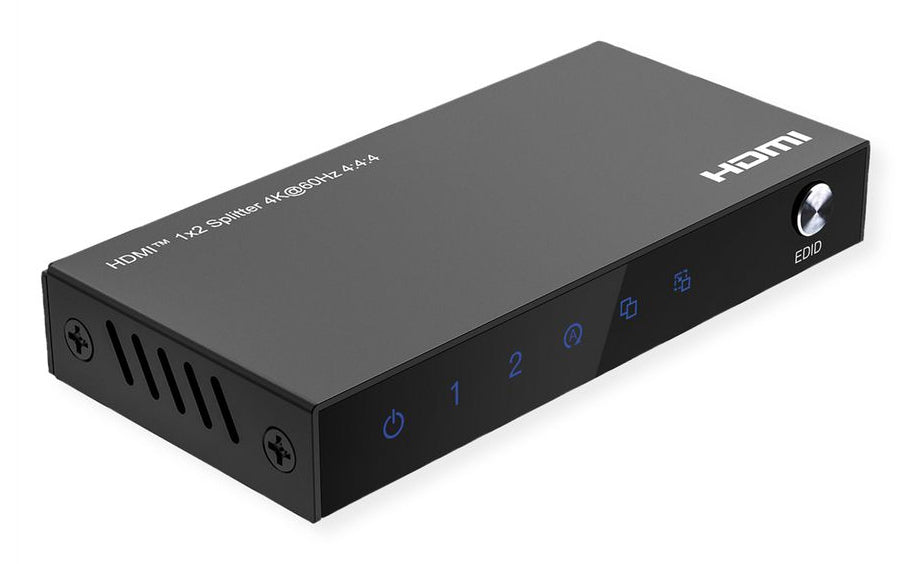 VALUE HDMI Splitter, 1× HDMI In / 2× HDMI Out, 4K@60 Hz, HDR, HDCP 2.2, YUV 4:4:4, EDID, Schwarz