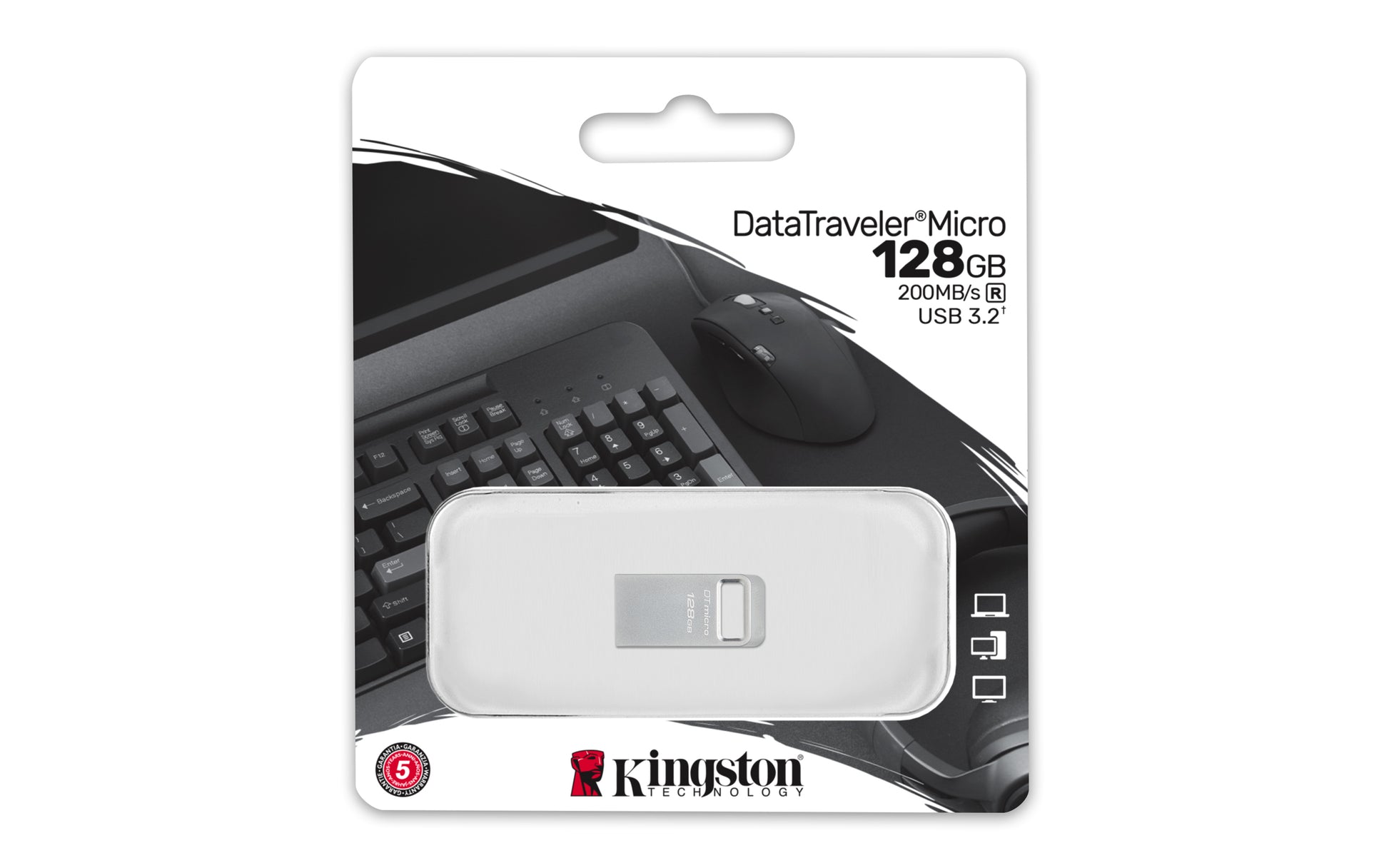 Kingston Technology Kingston DT Micro USB-Stick – 128 GB, USB 3.2 Gen 1, 200 MB/s, Metallgehäuse