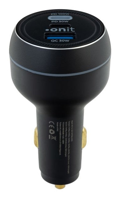 ONIT F02660 Auto-Ladegerät 130 W – USB-C×2, USB-A×1 – PD 3.0, QC 3.0, PPS – für 12–24 V Auto/LKW – Schwarz