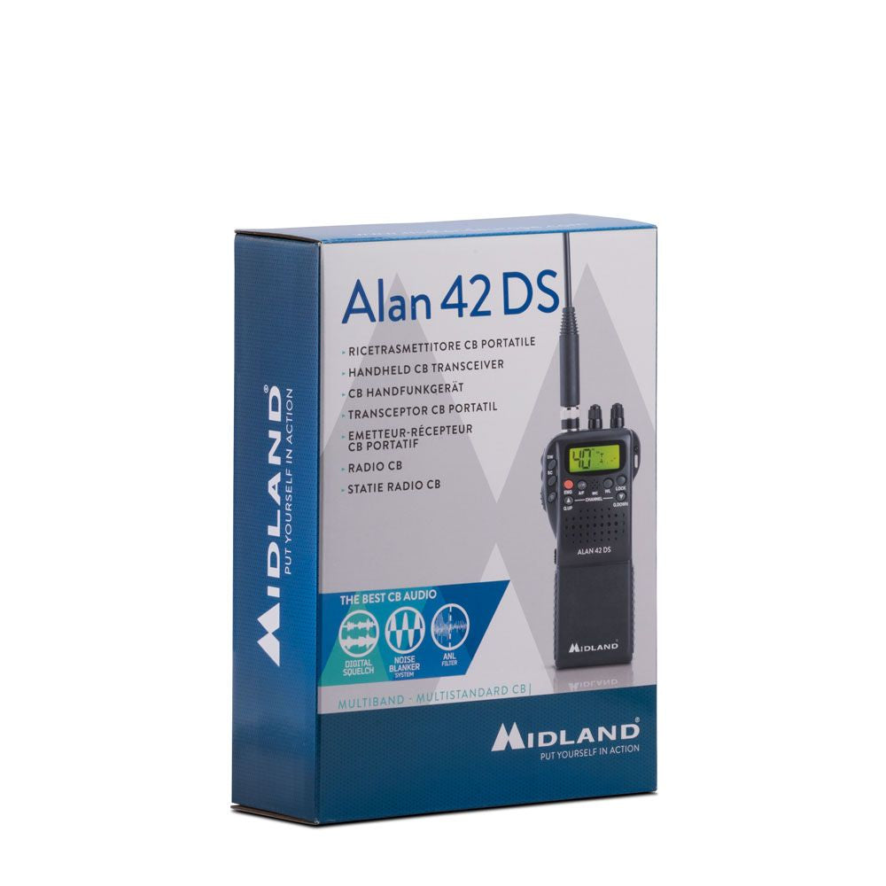 Midland Alan 42 DS – Funkgerät, 40 Kanäle, 26,565–27,99125 MHz, Reichweite bis 10 km, IP54