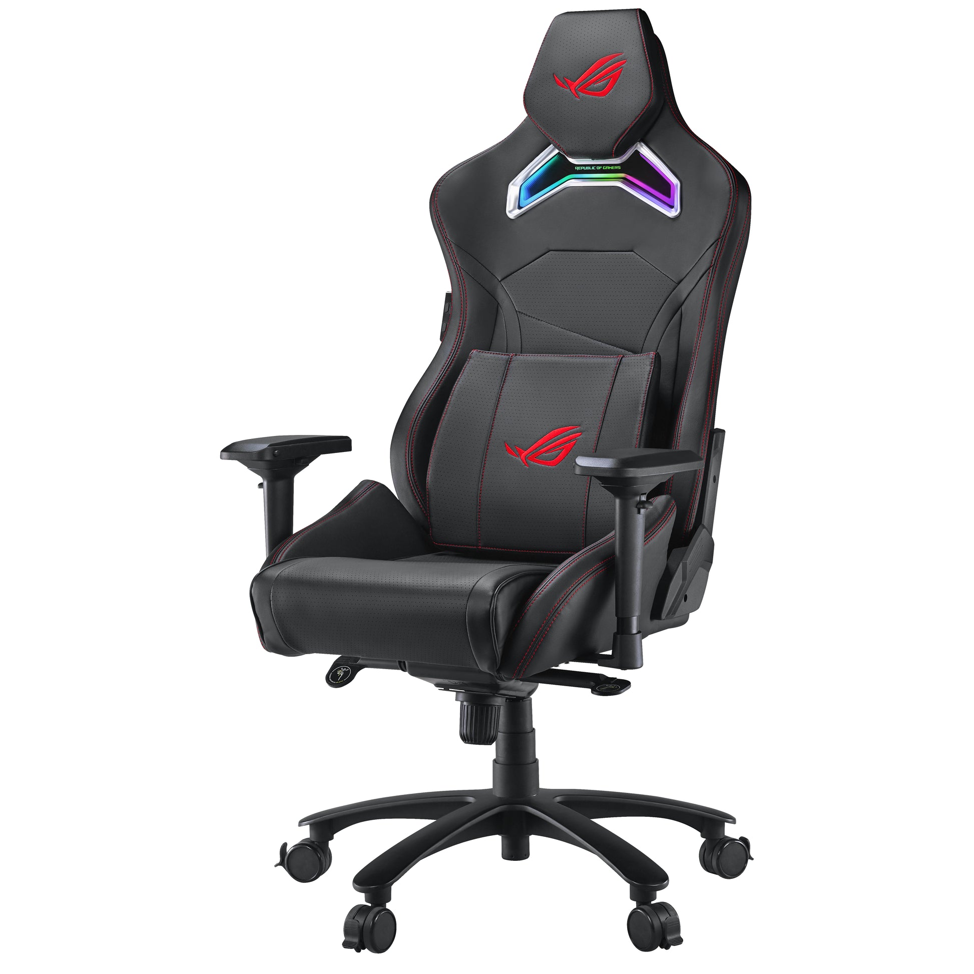 ASUS ROG Chariot X Gaming-Stuhl – Schwarz, 4D-Armlehnen, mit Kopfstütze, Nacken-/Lendenkissen, bis 136 kg