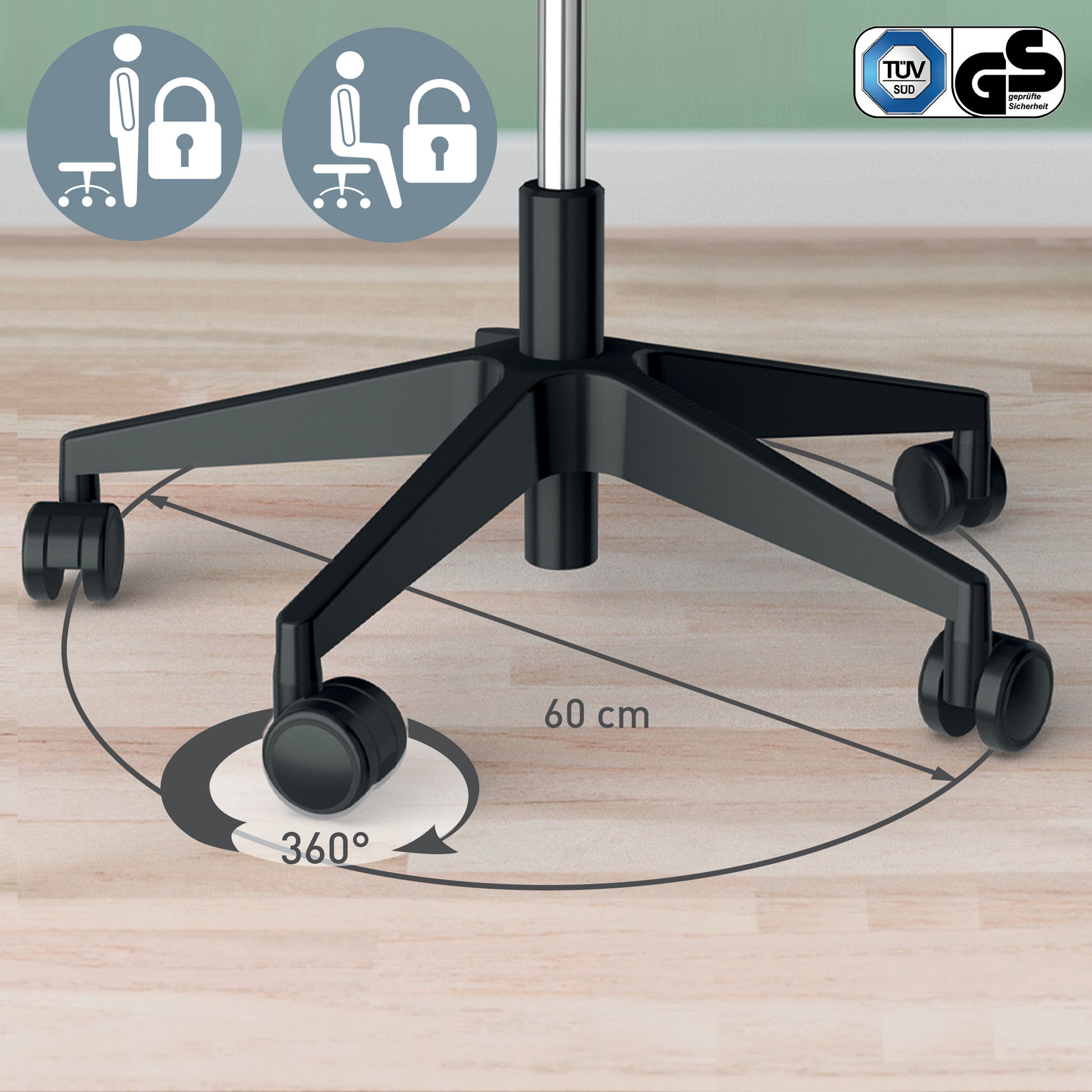 Leitz Hocker Activ – Sitzhöhe 47 cm, 110 kg, schwarz