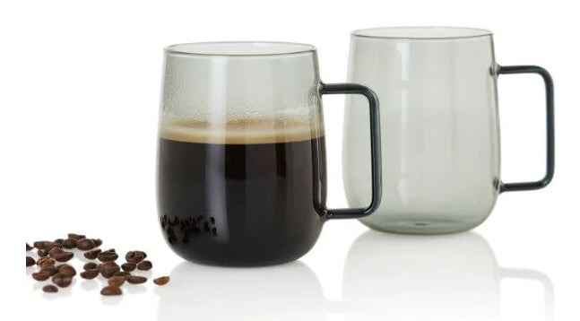 AdHoc Teetasse Yuna – 2er Set, 560 ml, Ø 9,0 cm, Borosilikatglas, Hellgrau, spülmaschinenfest, hitzebeständig