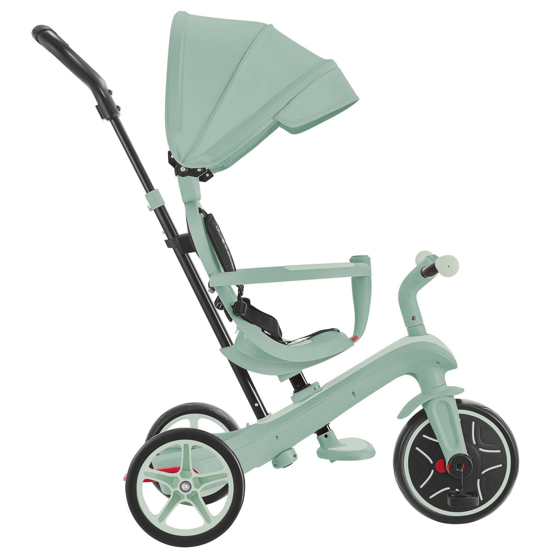 Globber Explorer 4-in-1 Dreirad – Schiebestange, verstellbarer Sitz – Ø 25,4 cm – ab 10 M. – Pistazie