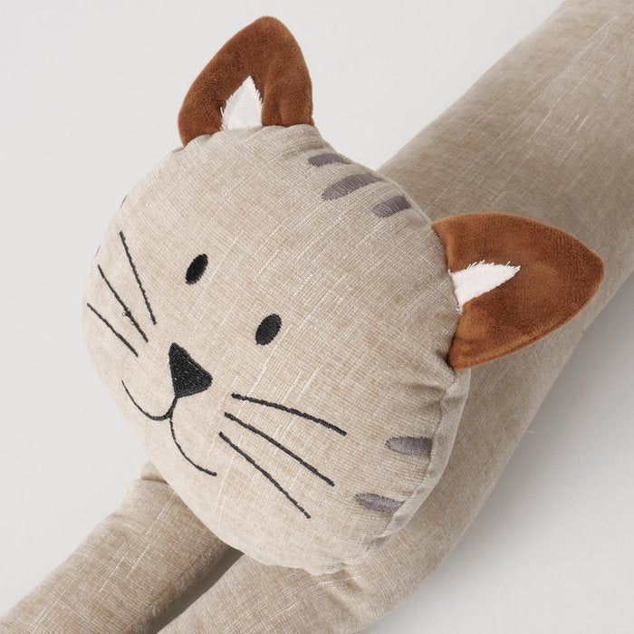 Boltze Türstopper Katze 75,8 × 11,8 × 21,9 cm, Polyester/Sand/Baumwolle, Grau/Beige, für Türen