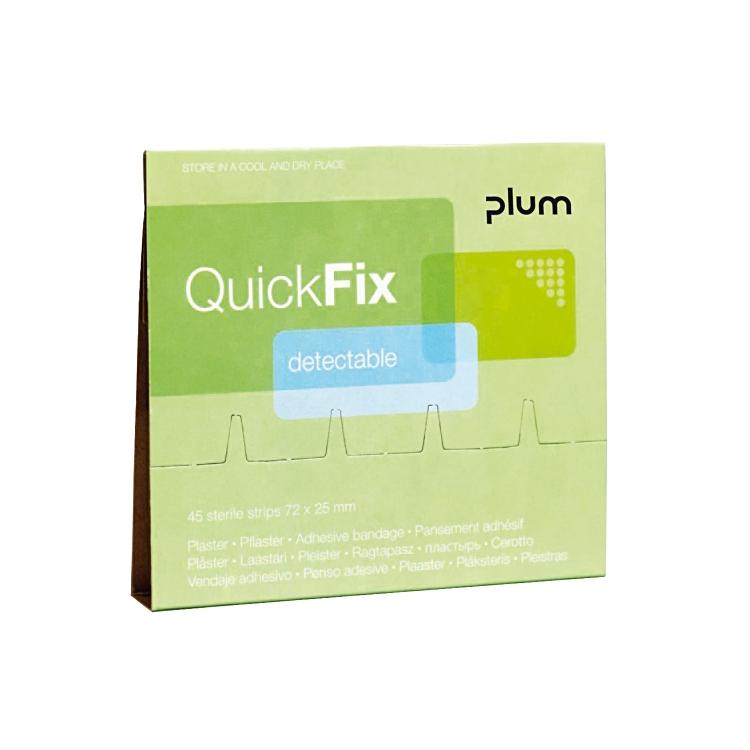 Plum Pflaster-Nachfüllpackung QuickFix Detectable – 45 Stück, für QuickFix Spender, 75 × 25 mm, blau